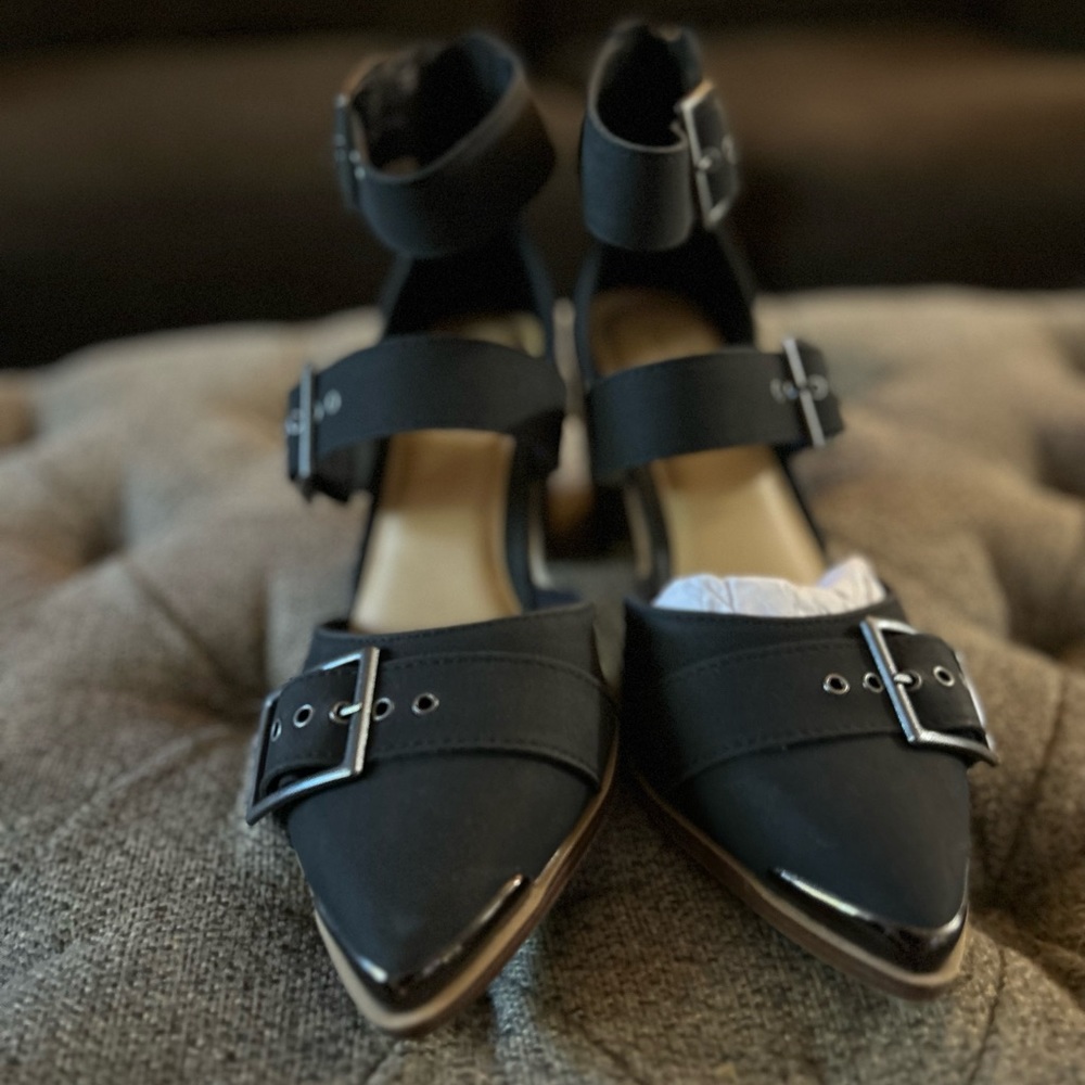 Black heels with buckles